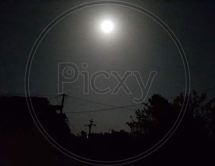 Full moon night sky view, India