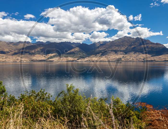 Scenic View Of Lake Wanaka In Summertime