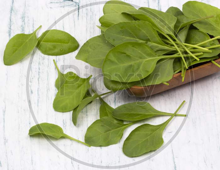 Fresh Spinach Leaves In Bowl