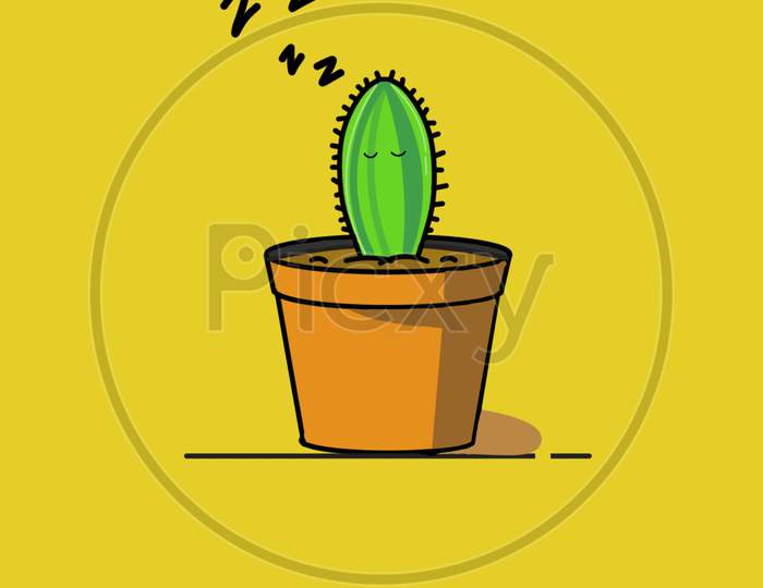 Sleepy Cactus Illustration