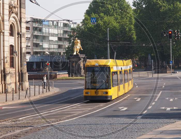 Dresden, Germany - June 11, 2014: Trams Are The Main Public Transport In Dresden
