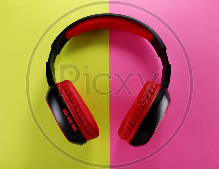 Wireless Headphones Gadget On Colorful Background