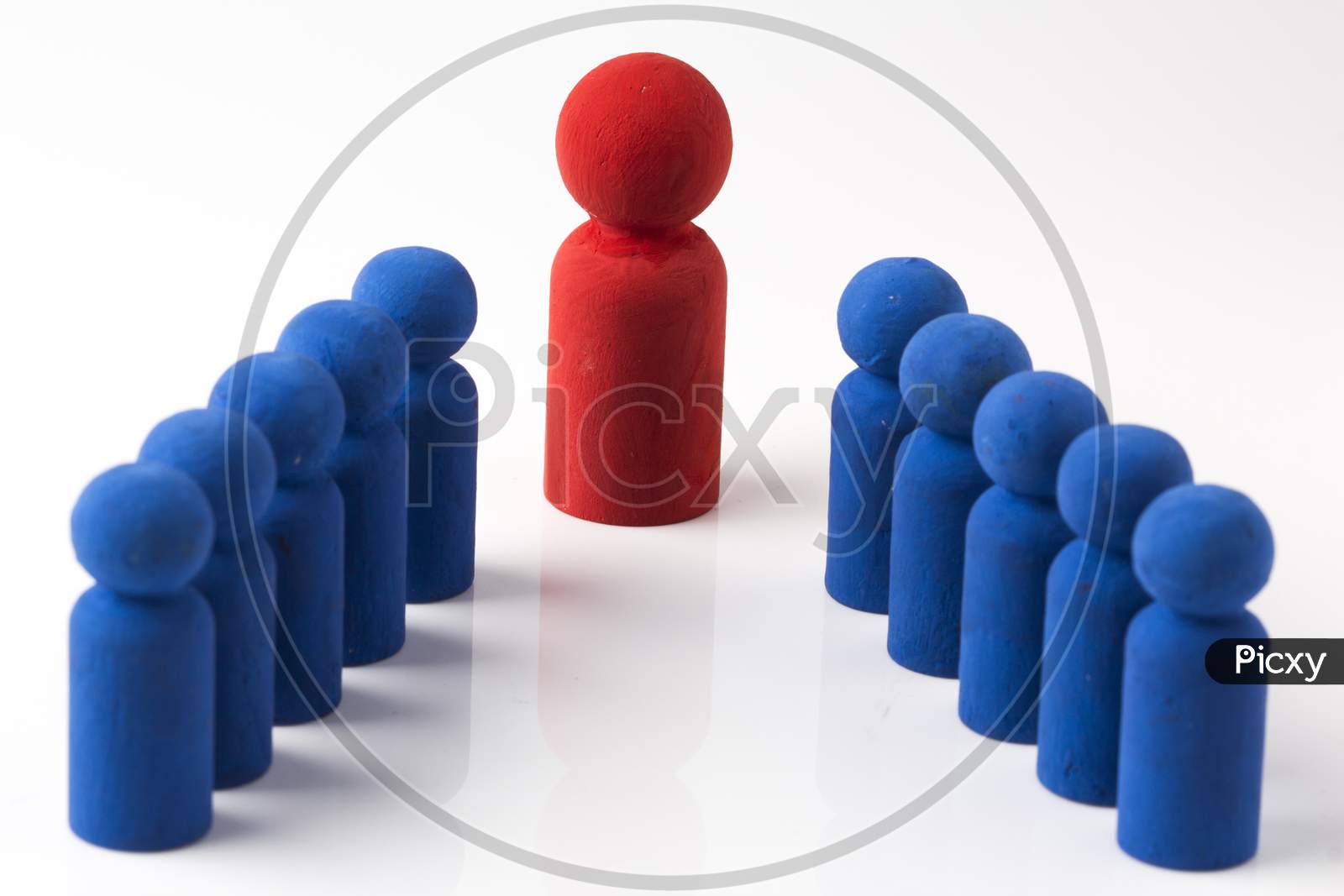 A Manager Or Leader Standing Up For His Team Of Co Workers Stock Photo