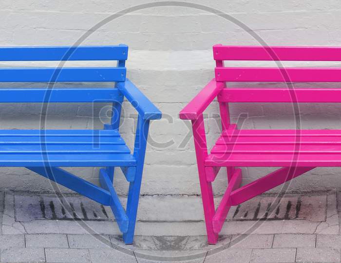 Blue And Pink Bench