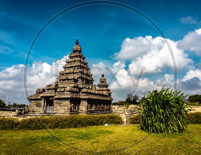 Shore temple built by Pallavas is UNESCOs World Heritage Site located at Mamallapuram or Mahabalipuram in Tamil Nadu, South India