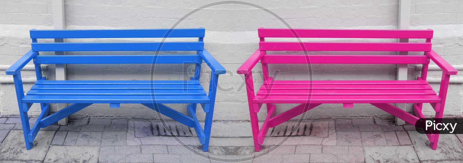 Blue And Pink Bench