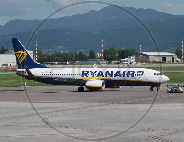 Bergamo Orio Al Serio, Italy - Circa May 2017: Ryanair Boeing 737-8As Parked At The Airport