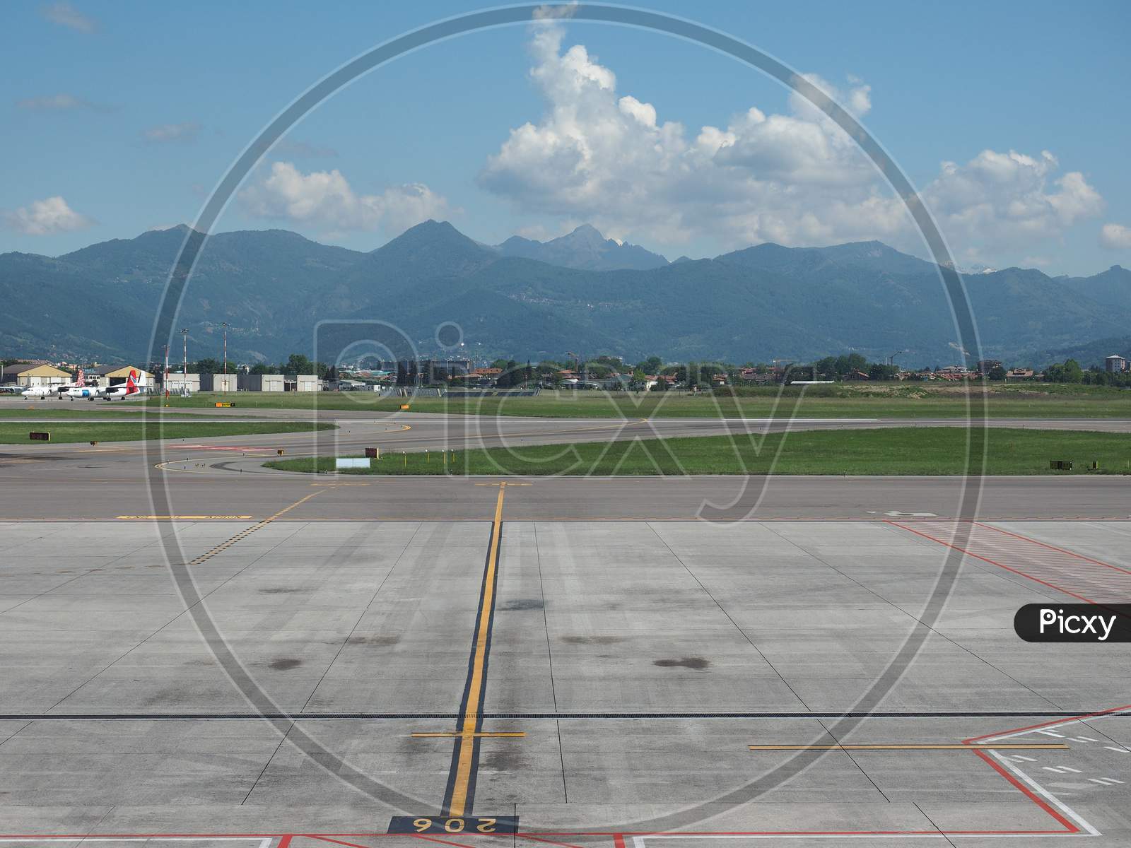 Bergamo Orio Al Serio, Italy - Circa May 2017: Bergamo Airport Runway