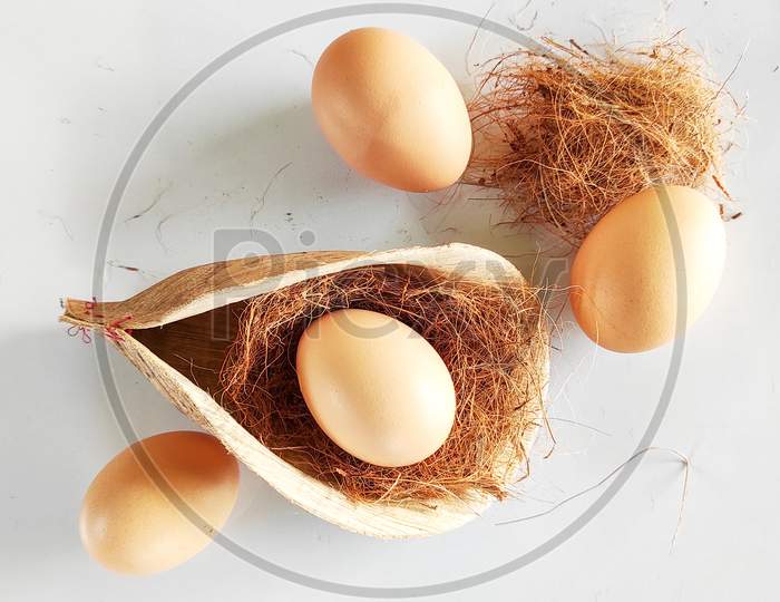 Farm Fresh Eggs In A Nest