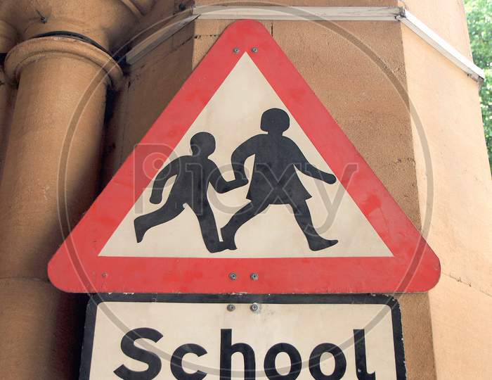 School Sign On A Wall
