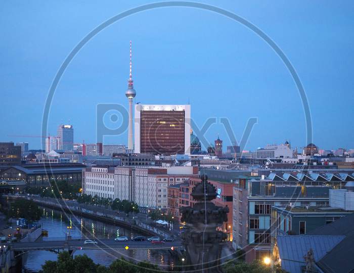 Aerial View Of Berlin At Night