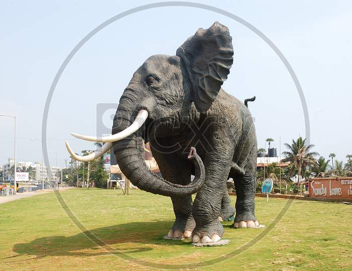 Elephant sculpture at garden
