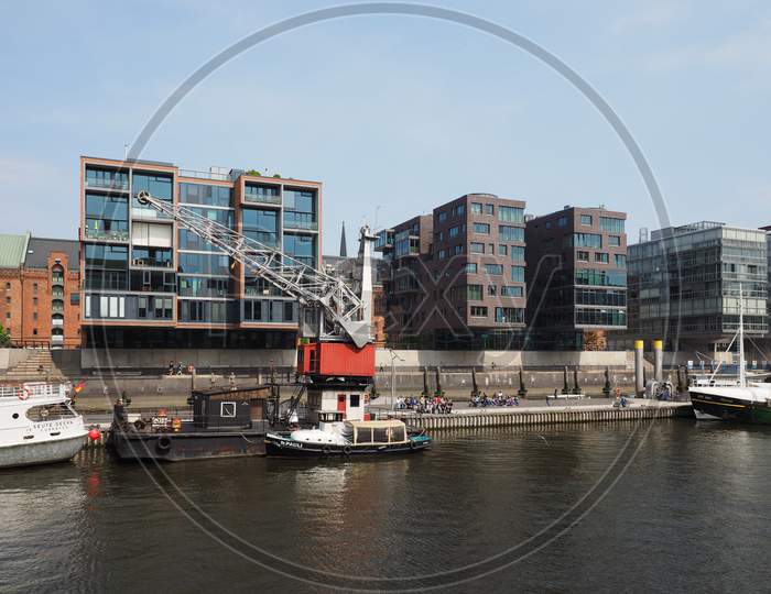Hamburg, Germany - Circa May 2017: Hafencity Quarter In The District Of Hamburg Mitte On The Elbe River Island Grasbrook On Former Hamburger Hafen (Port Of Hamburg)