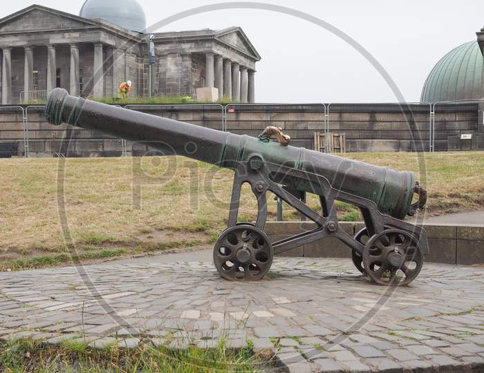 Portuguese Cannon On Calton Hill In Edinburgh