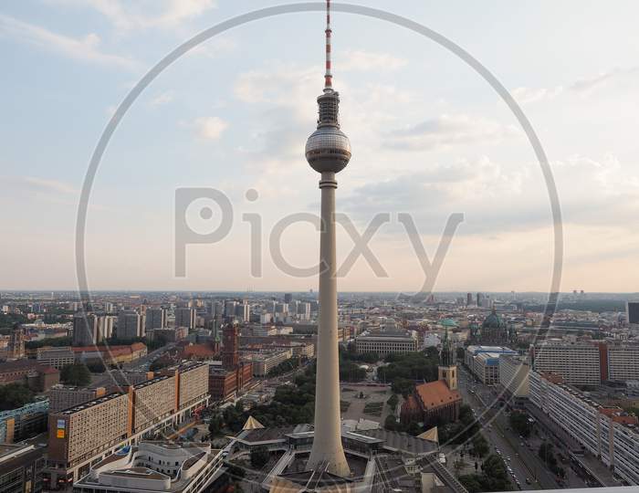 Berlin, Germany - Circa June 2016: Fernsehturm (Meaning Television Tower) In Alexanderplatz