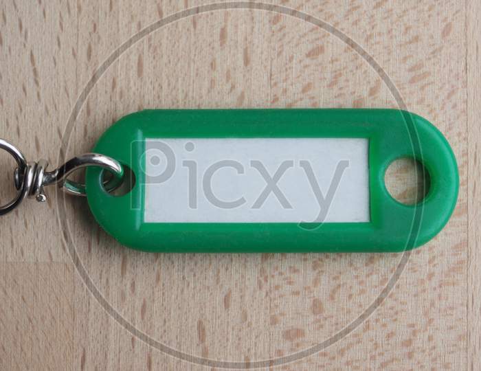 Green Keyring With White Label