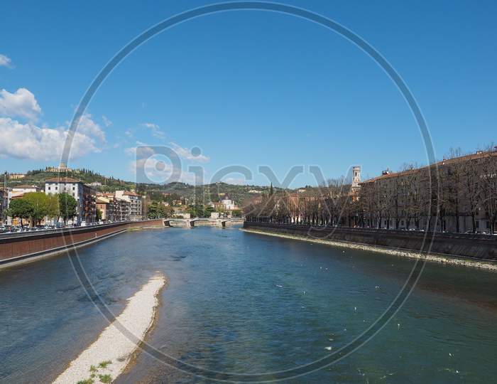 River Adige In Verona