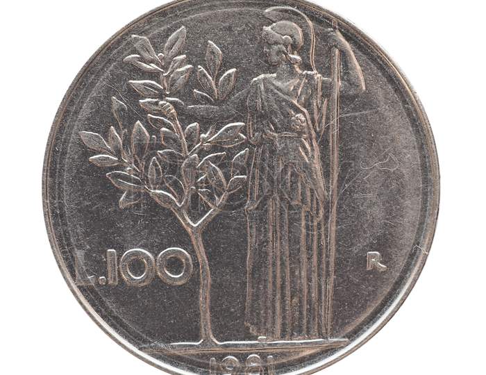 Italian Lira Coin Isolated Over White