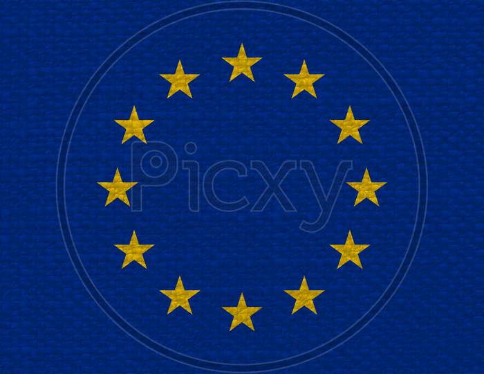 Flag Of The European Union (Eu) With Fabric Texture