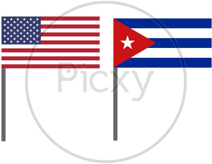 Flag Of Cuba And Usa