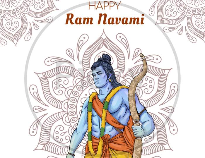 Shri Ram Navami Ram Nawi Festival Celebration Vector Illustration