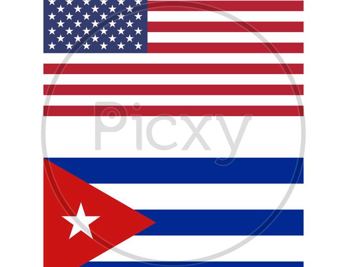 Flag Of Cuba And Usa