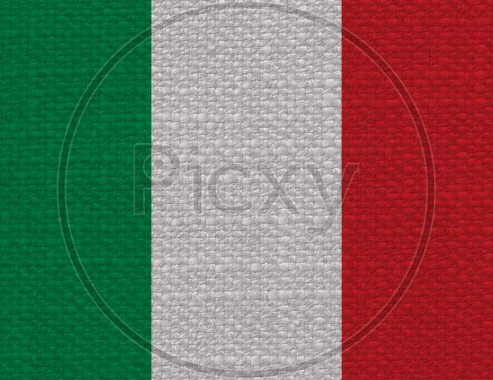 Italian Flag Of Italy With Fabric Texture