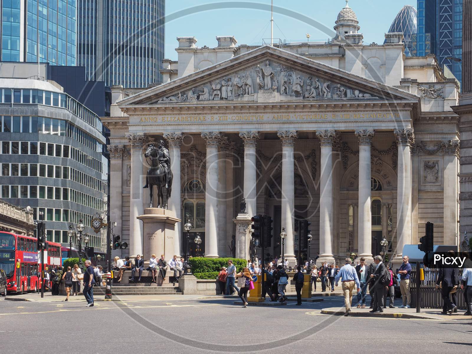 London, Uk - June 11, 2015: People In Front Of The Royal Stock Exchange