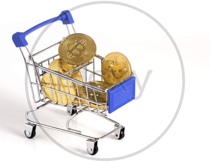 Virtual Money In Shopping Cart Basket