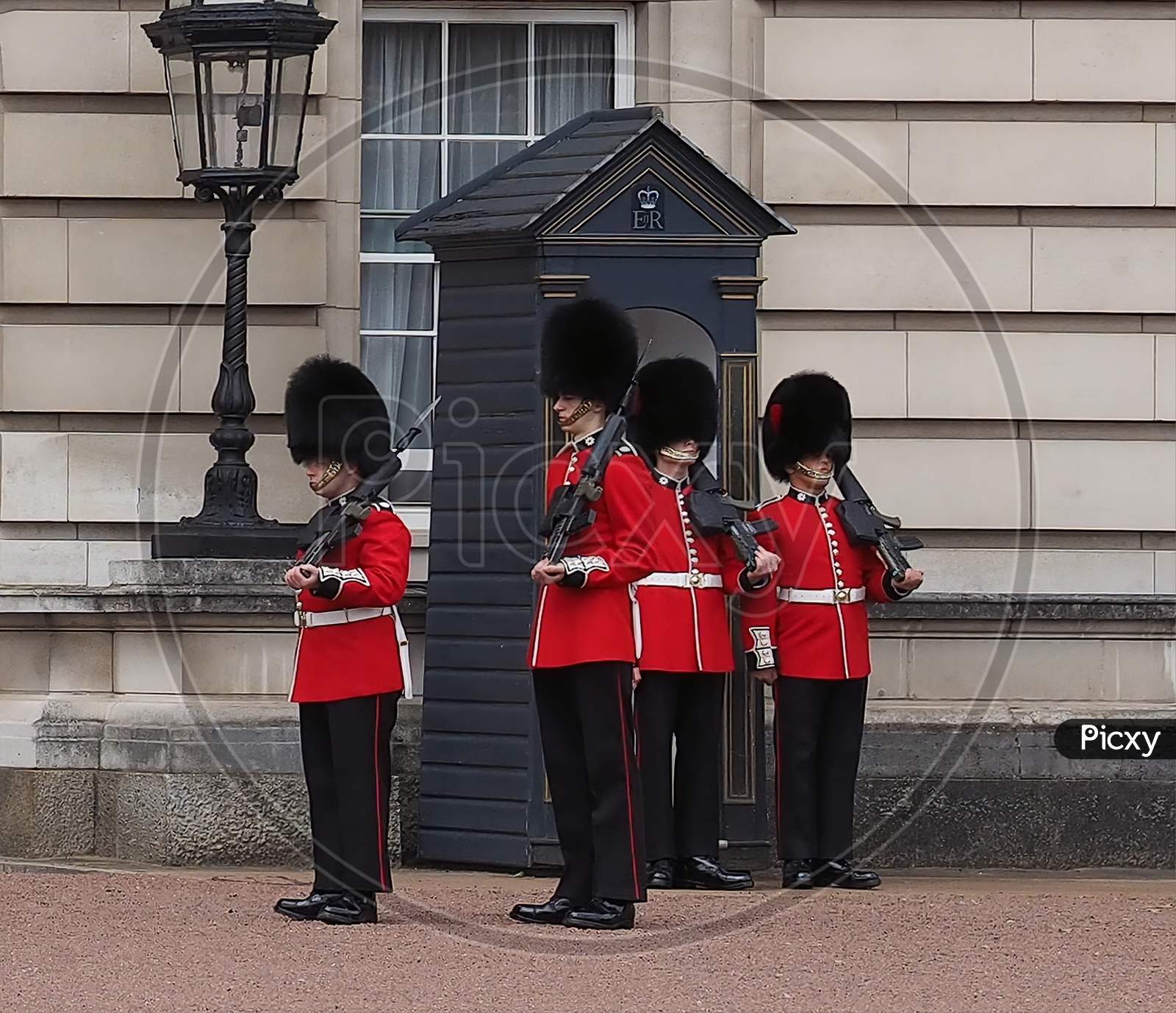 London, Uk - Circa June 2017: Changing Of The Guard At Buckingham Palace Royal Palace