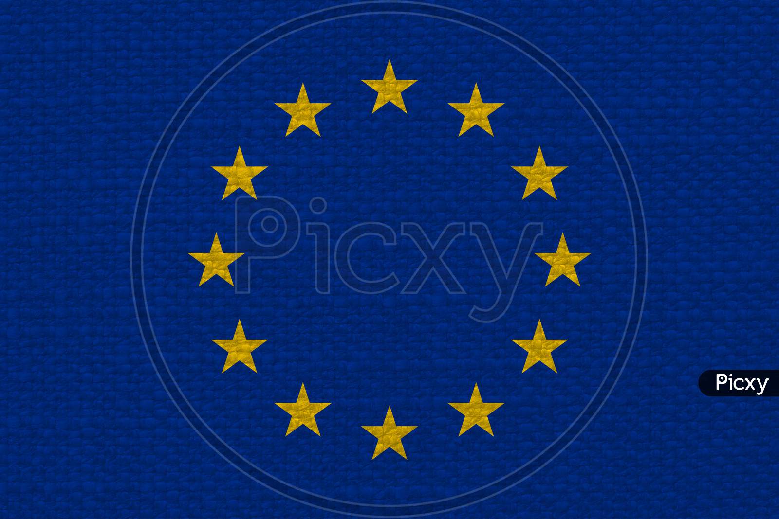 Flag Of The European Union (Eu) With Fabric Texture
