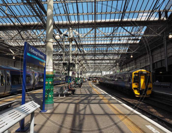 Image Of Edinburgh Uk Circa June Trains At Edinburgh Waverly Railway Station Zm Picxy