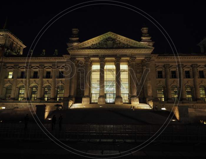 Bundestag Parliament In Berlin At Night