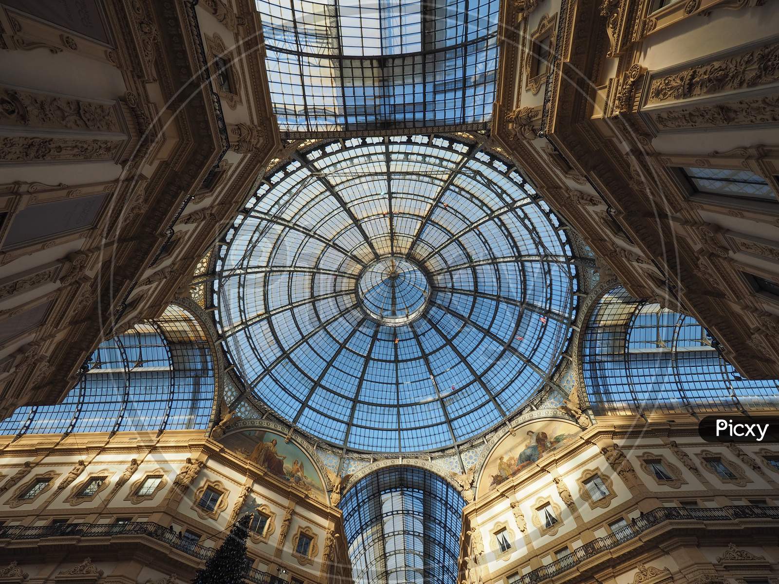 Glass Roof Of Galleria Vittorio Emanuele Ii Arcade In Milan