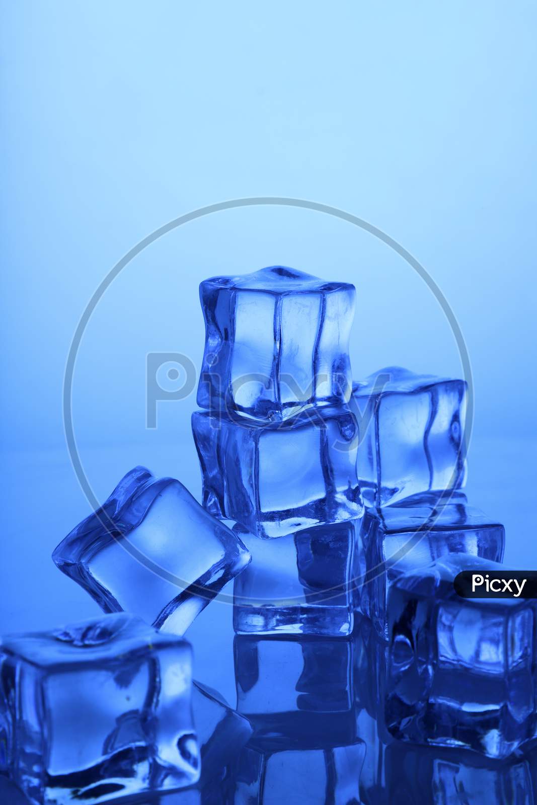 Stack Of Transparent Ice Cubes