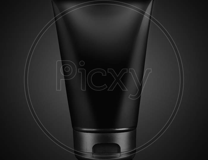 Black Colored Cream Tube For Mockup On Black Background
