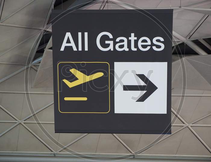 All Gates Sign At Stansted Airport In London