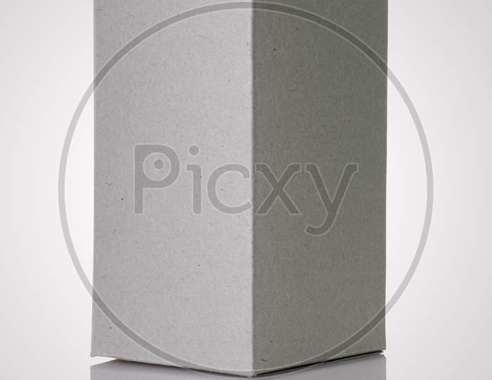 Recycled Texture Paper Box On Grey Background