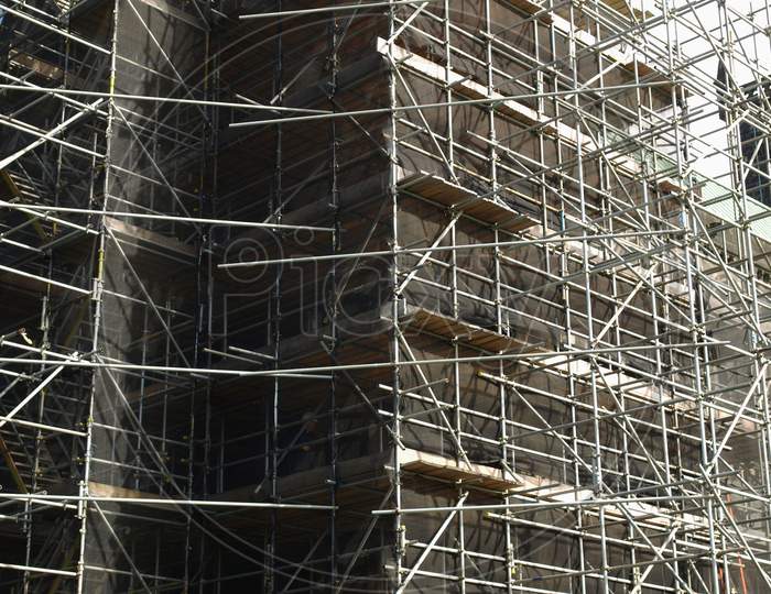 Scaffolding In Construction Site