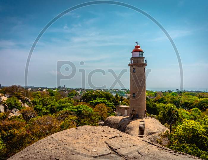 Mamallapuram Light House is UNESCO World Heritage Site located at Great South Indian architecture, Tamil Nadu, Mamallapuram or Mahabalipuram