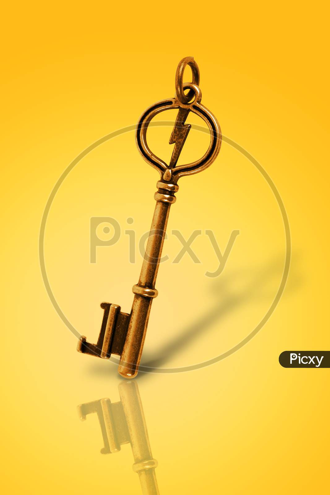 Old Gold Vintage Key In White Background