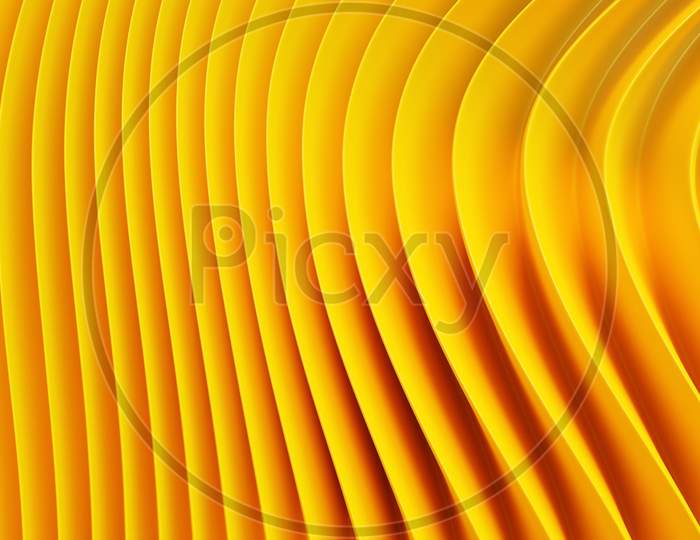 3D Illustration Of Rows  Yellow Portal, Cave .Shape Pattern. Technology Geometry  Background.