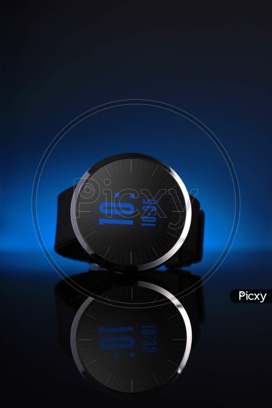 Fitness Tracker / Smart Watch In Blue Background