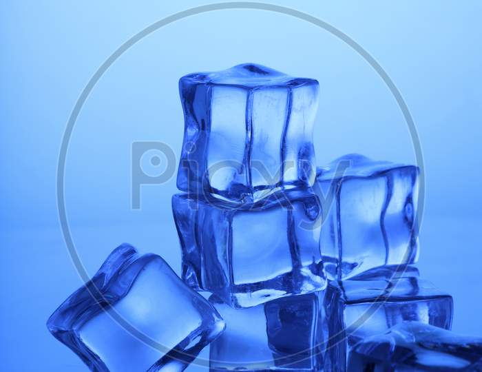 Stack Of Transparent Ice Cubes