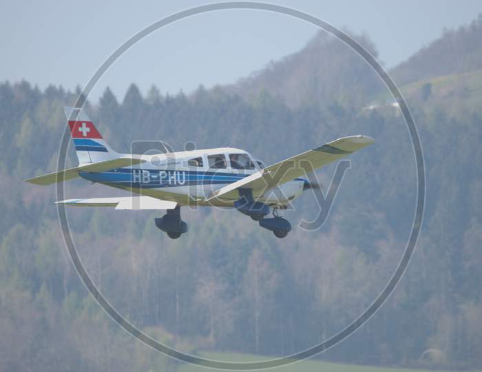 Piper Pa 28-181 Archer Ii Aircraft At The Airport Saint Gallen Altenrhein In Switzerland 21.4.2021