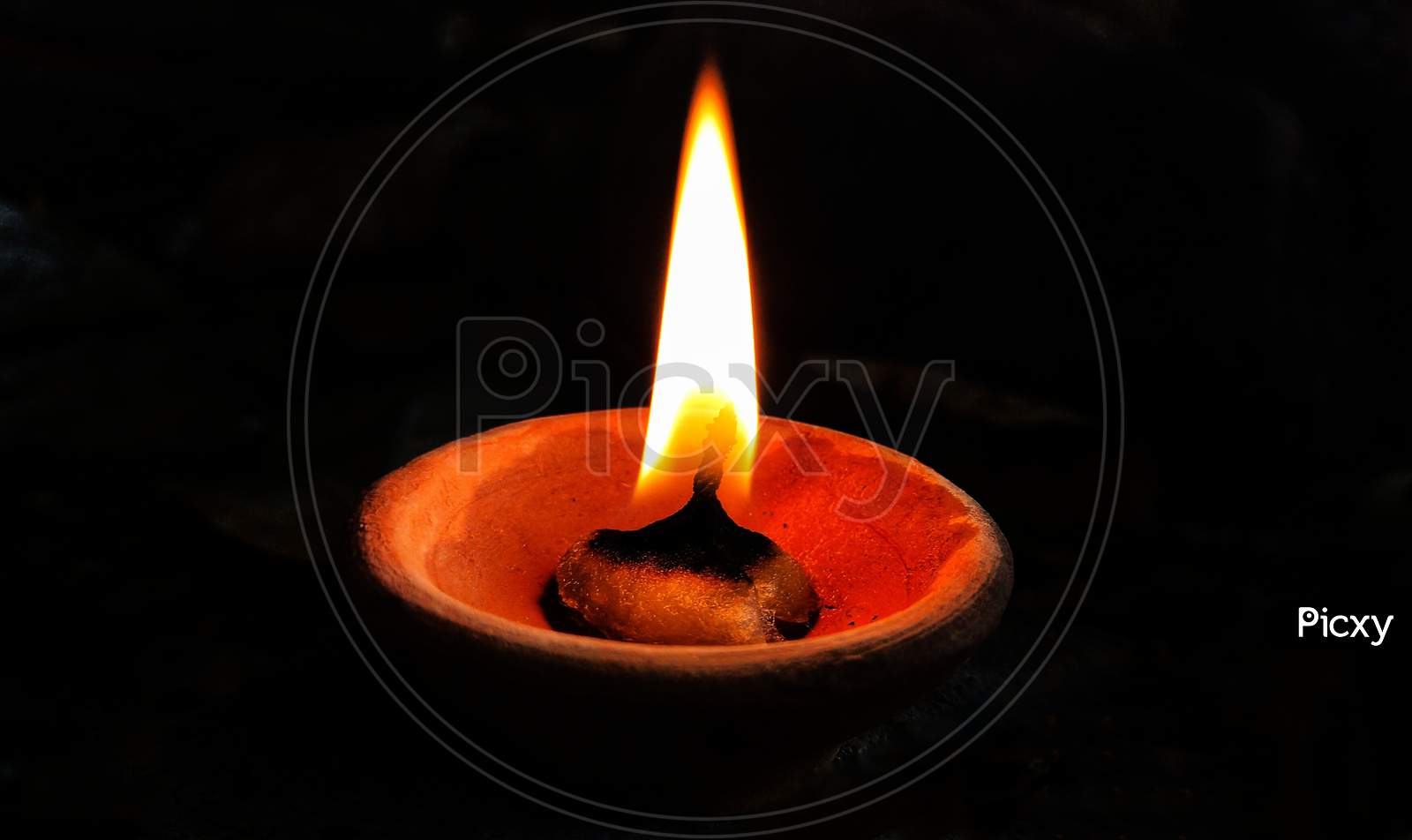 Oil lamp or Diya with black background