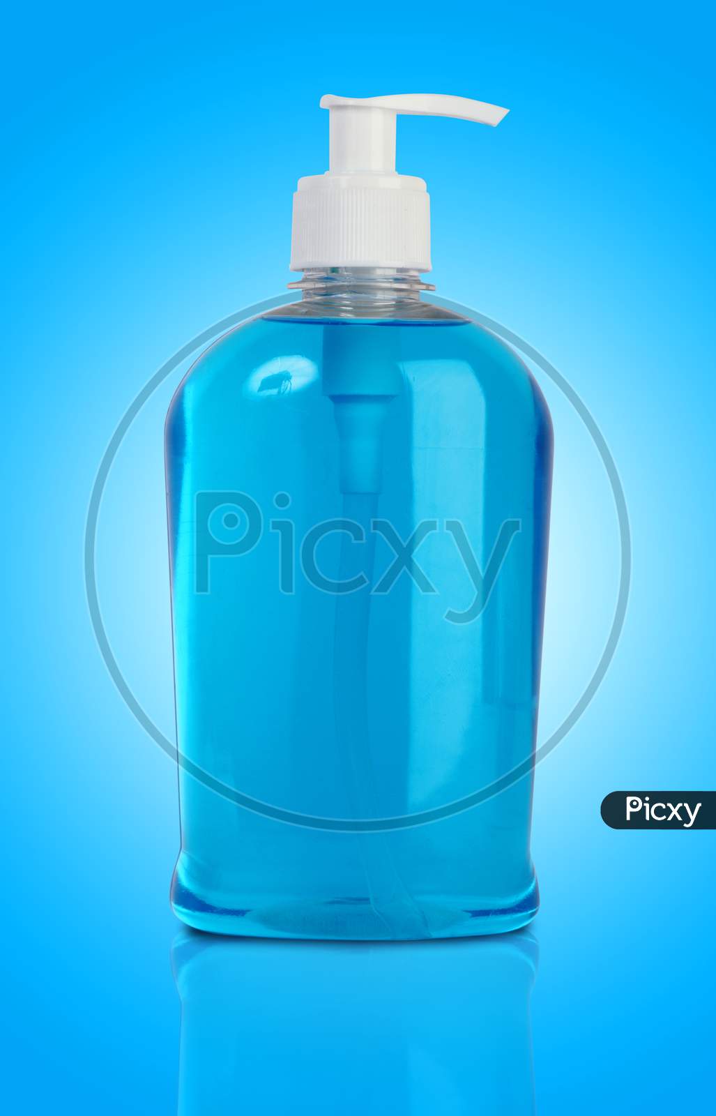 Liquid Handwash Soap In Blue Background