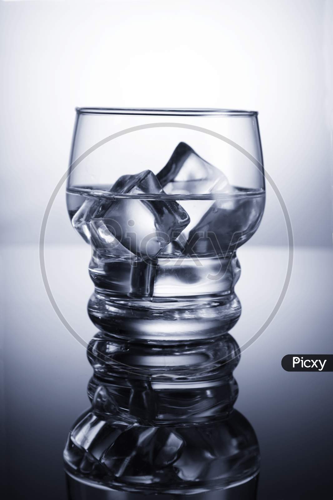 Chilled Glass Of Water With Ice Cubes