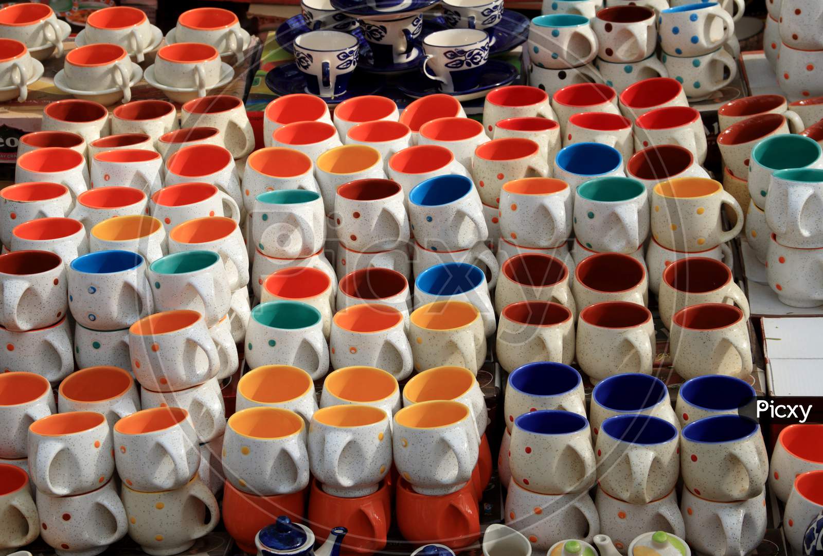 Lot Of Beautiful Colorful Crockery Mugs