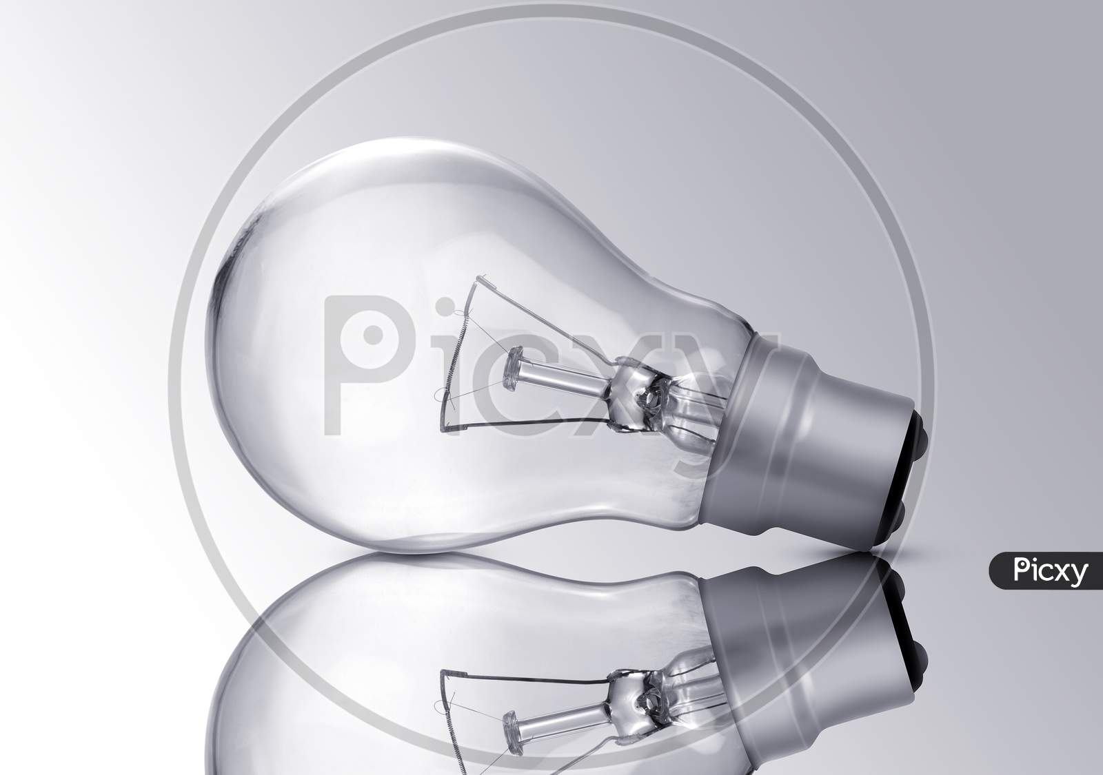 Electric Bulb Closeup Isolated On Grey Background